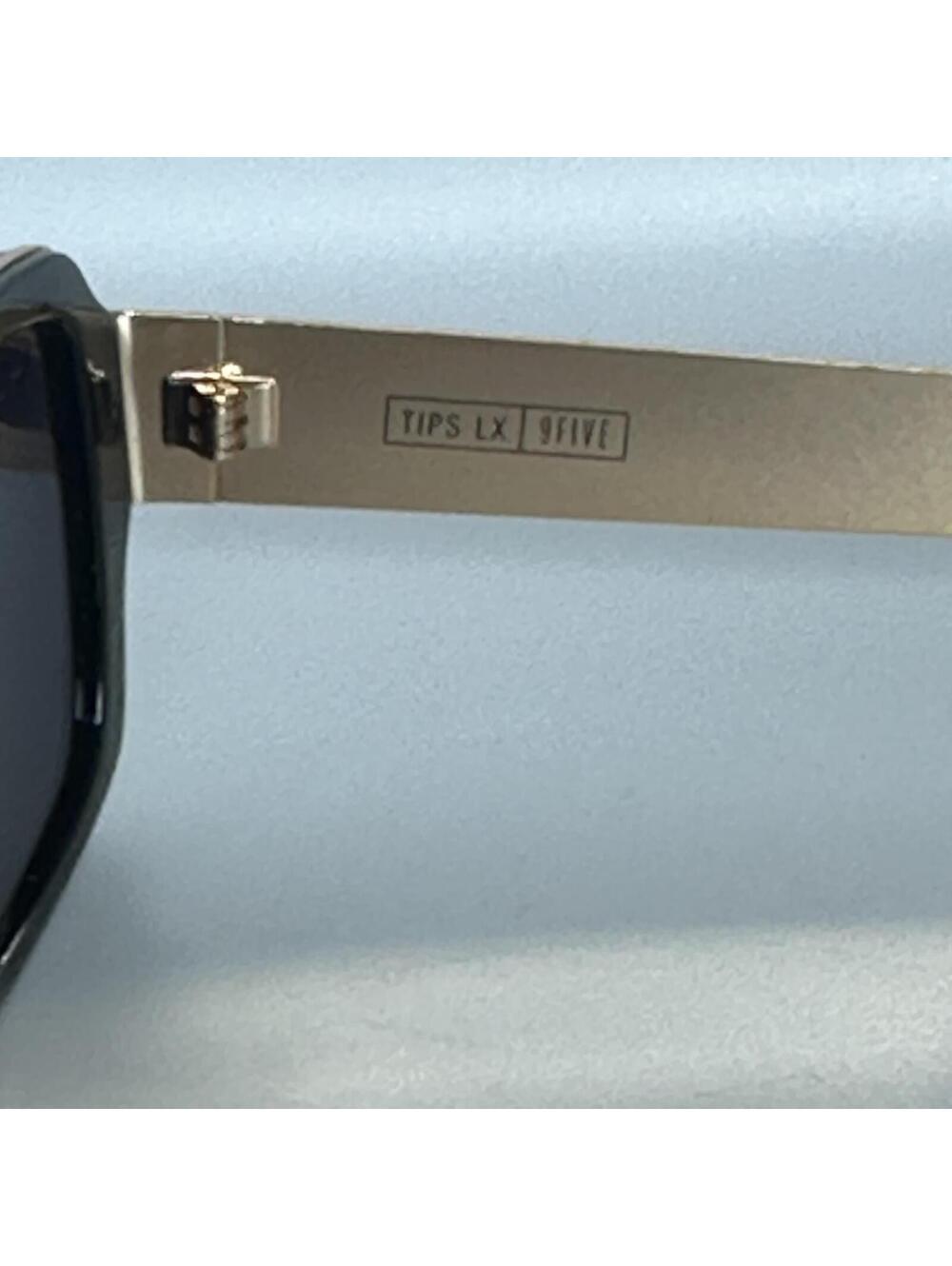 9Five Black and Gold Rectangular Sunglasses - Picture 9 of 9